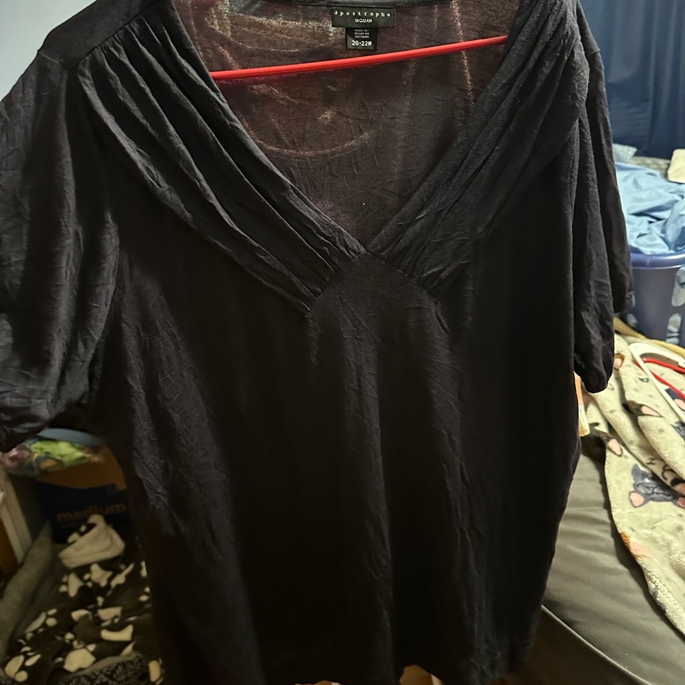 Black V-Neck Blouse
